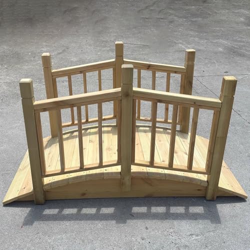 TT-YEL Small Solid Wood Garden Bridge, Wooden Footbridge with Side Railings, Wooden Bridge Decorative Landscape Footbridge, Courtyard Riverbed Bridge, 4.2 Feet