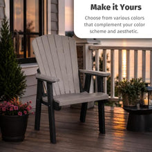 DutchCrafters Plastic Poly Adirondack Outdoor Patio Chair with Slat Fan Back - Amish Made in USA (Black & Cedar)