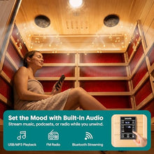 SereneLife 1-2 Person Low EMF FAR Infrared Sauna for Home, Canadian Hemlock Wood, Red Light Therapy, 7-Color Chromotherapy & Bluetooth Speaker, Indoor Dry Heat Sauna up to 149°F