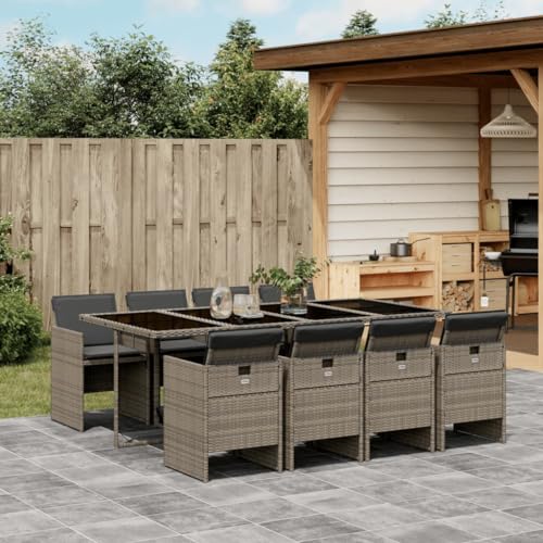AMBERARD Patio Dining Set Set of 8 Gray PE Rattan 8-Seater Foldable Furniture Set