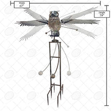 Red Carpet Studios Garden Stake Yard Art Metal and Glass Balance Rocker with 6-Prong Stake, Jumbo 6.5 Feet Tall, Owl