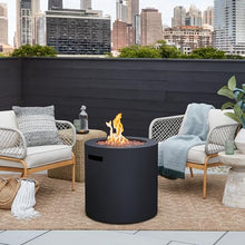 Real Flame Aegean 24" Round Propane Gas Fire Pit Table with Hidden Tank, 50,000 BTU, Powder-Coated Steel, Push-Button Ignition, Lava Rock, Storage Cover, Stainless Steel Burner with Lid - Black
