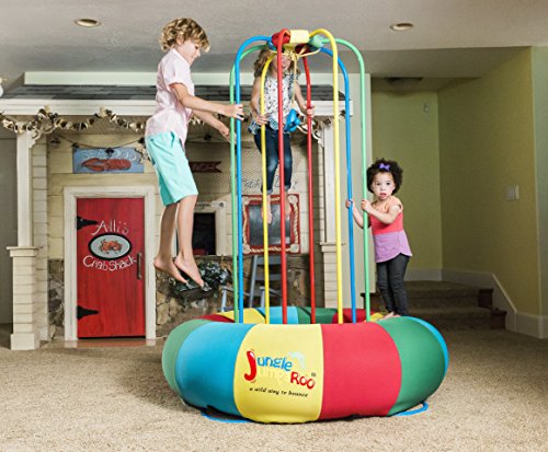 Jungle JumpaRoo Trampoline Play Set with Swing Bar Large Red/Green/Yellow/Blue