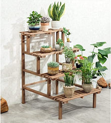 ZOCWJK Plant standUpgrade Flower Stand Holder Balcony Solid Wood Rectangular Plant Shelf Multi-Layer Retro Flower Shelf Ladder Floor Type Flower Pot Shelf Plant Stand,