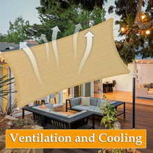 Outdoor Sun Shade Sail Durable Rectangular 5x8m Beige 90% UV Block Water Permeable Canopy Cover for Patio Garden Pergola Backyard Carport
