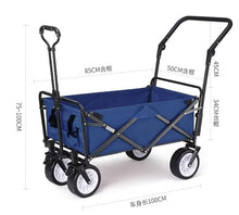CWENZXDIA Garden Wagon Folding Garden Trolley Cart with 4 Wheels Heavy Duty Wagon Shopping for Outdoor Camping Pull Truck Utility Cart(Black)