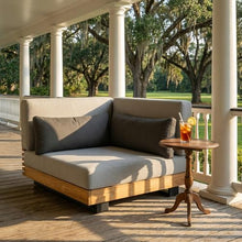 OTSUN Outdoor Corner Sofa, Teak Wood Slatted Base and Aluminum Frame L-Shaped Single Seat Outdoor Sofa Furniture for Patio Backyard Poolside