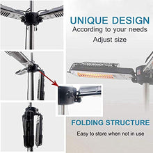 Electric Patio Umbrella Heater, Folding Outdoor Electric Infrared Space Heater with 3 Heating Panels for Pergola Or Gazabo Parasol Patio Heater,Black