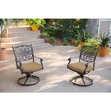 Hanover Traditions 9-Piece Patio Dining Set with Swivel Rocker Chairs and Tan Cushions