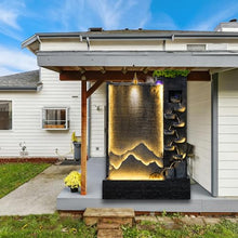 Large Outdoor Cement Water Fountain with LED Lights, Modern Garden Waterfall Feature for Patio, Courtyard, Backyard, Landscape, Commercial Decorationm10FT 2-Piece Set(#B)