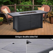 57" Fire Pit Table, 50000BTU Rectangle Propane Fire Table with Cover & Rain Cover, Sturdy Steel and Iron Fence Surface, CSA Safety Certified, Companion for Your Garden (Enlarged Version)