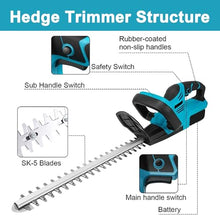 Cordless Hedge Trimmer, Electric Bush Trimmer 18.9 Inches Dual-Action Blades, 3/5" Cutting Capacity Handheld Shrub Pruning Trimmer For Garden, Yard, Lawn, Roadside, Tea Garden,2batteries