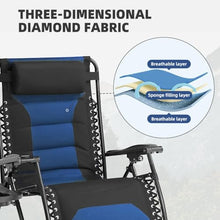 Foristrail Zero Gravity Chair Set of 4 Oversized Folding Recliner, Padded Anti Gravity Lounge Chair with Adjustable Pillow & Cup Holder for Outdoor Camping, Patio, Poolside, Lawn (Black & Blue)
