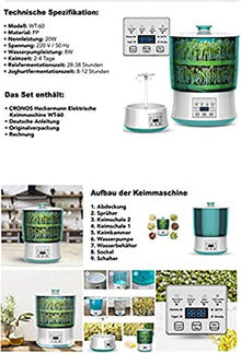 KFJZGZZ 2Pcs Germination Tank, Intelligent PTC Thermostatic Heating Bean Sprout Machine Household Kitchen Sprout Cultivation Kit