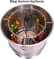 NEWCES Safety Certification Barbecues Grills Combination Grill-Smokers w/Grill Grid Multi-Layer Detachable Charcoal BBQ Grills Stainless Steel Smokeless Barbecues Grill for Outdoor/Indoor