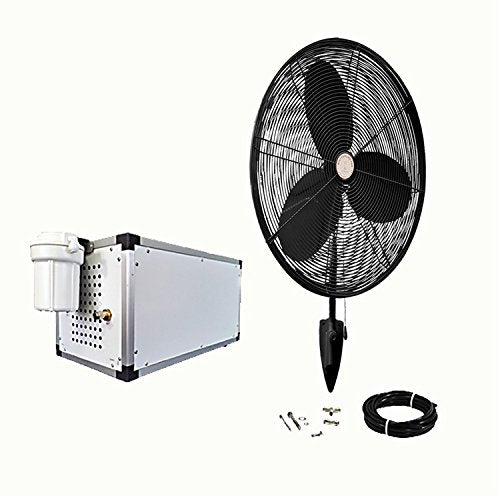 mistcooling Misting Fan Kit - 24 Inch High Velocity Outdoor Fans - with 1500 PSI High Pressure Misting Pump - Stainless Steel Ring- (1 - Fan 24" OSC Black)