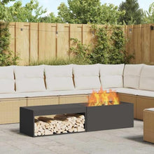 Outdoor Fire Pit Rectangular Metal Fireplace 63 Inch Long Steel Wood Burning Fire Pit for Patio Backyard Garden Fireplace with Storage Space Black