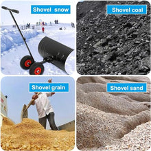 XIVUIFOI Snow Shovel for Snow Removal, Adjustable Wheeled Snow Pusher Heavy Duty Rolling Snow Plow Shovels w/29'' Blade,Removal Tool w/Adjustable Handle