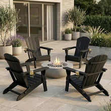 HGTRH Folding Adirondack Chairs Set of 2, Portable HDPE Outdoor Patio Chair with Wooden Textured & Cup Holder, Weather Resistant, Capacity for Pool, Backyard, Balcony, Fire Pit Grey