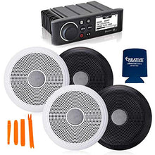 Fusion Entertainment Marine Receiver with 2 Pairs of XS-F65CWB 6.5" Coax Speakers Black and White