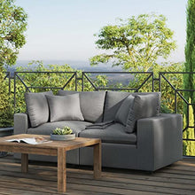 Modway Commix Overstuffed Outdoor Patio Loveseat in Charcoal