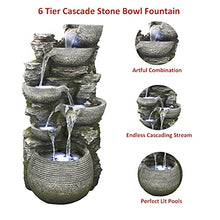 Litedeer Homes Cascading Stone Water Fountain with LED Lights 40-Inch Gray