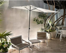 EUQKKWLOY Outdoor Rectangular Patio Umbrella, Beach Canopy, Half Parasol, Garden Shade, UV Protection, Lightweight, No Base Required, White 250x130cm