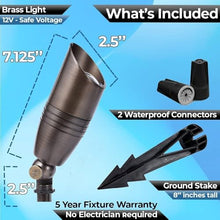 LED Spot Lights Outdoor Landscape Lighting 108 - (12 Pack) Solid Brass Spotlight LED Yard Lights Security Landscape for Bright Long Lasting Home Garden Patio Pool Deck Lighting (No Bulb)