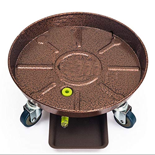 QUANGJN Plant Stand Planter Caddy Heavy Duty with Rubber Wheels,550Lb Capacity, Planter Caddies Round ?Large Flower Pot Mover Plant Dolly Holder Planter Trolley Ca,Brown-18inch