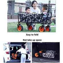 Outdoor Folding Utility Wagon Heavy Duty Garden Cart, Folding Wagon Utility Truck, Adjustable Handle, Portable Camping Trolley, Load-Bearing 80kg / 176lbs (Black)