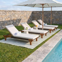 Christopher Knight Home Dapen Acacia Wood Chaise Lounge Chair Outdoor Set of 4 with Cushion, Poolside Sun Lounger Recliner, Patio Outdoor Chaise Lounge with Cushion, Sunbathing Chair,Teak+Beige+Cream