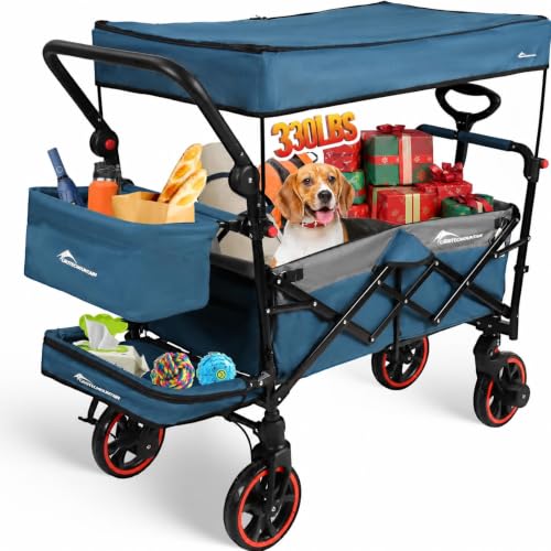 CROTECMOUNTAIN Canopy Wagon Trolley, Large Capacity, Foldable,Traveling-G