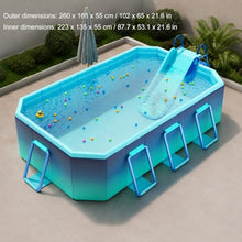 Large Above Ground Pool, Rectangular Swimming Pool with Slide for Family