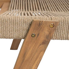 Merax Outdoor Chaise Lounge Chair Set of 4, 77" L Acacia Wood Patio Lounge Chair with 4 Adjustable Position, Rope Woven Beach Lounger for Pool Deck Balcony Garden, 800lbs Capacity, Teak+ Beige
