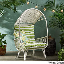 Outdoor Wicker Standing Basket Chair with Cushion for Outdoor Seating with Washable Cushion-Perfect for Balcony Deck and Poolside Furniture Sets Beige (White)