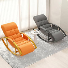 OREKPOT Rocking Chair and Footstool Set, Oversized Recliner with Height-Adjustable Backrest and Footrest for Living Room and Outdoor Use，Pink Golden Legs