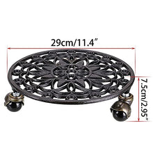 SIDUFHAOPKLL Cast Iron Plant Pallet Caddy Pot With Heavy Duty Wheels Round Flower Planter Trolley Casters Rolling Tray Coaster(E)