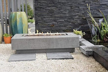 Elementi Hampton Gas Fire Pit Cast Concrete Fire Table, Outdoor Fire Pit Electronic Ignition | Canvas Cover, Lava Rock Included | Free AMS Wind Guard | Light Gray (Natural Gas)