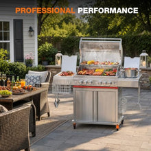 Electactic Heavy-duty Propane Gas Grill, SUS304 Stainless Steel 6-Burner BBQ Grill with 4 Main Burners, 1 Infrared Rear Burner, 1 Side Burner and LED Lights, High Performance Outdoor Grilling