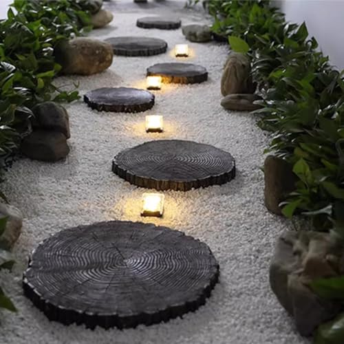 Elitix Stepping Stone Pathway Step Stone with Wood Grain, Rustic Style Stepping Gardening Stone for Flower Beds Lawn Funeral, Landscaping Stones for a Pathway(Size:6-pcs)