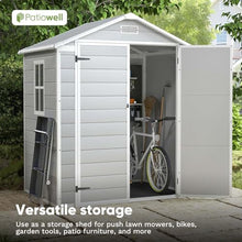 Patiowell 6x4 FT Resin Outdoor Storage Shed with Floor, Light Gray