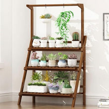 3-Tier Plant Stand For Indoor Outdoor Plant Shelf Large Multiple Flower Pot Holder Rack Tall Flower Stand Hanging Plant Ladder Frame Foldable Plant Display Rack For Living Room Balcony Garden