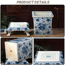 WLBHWL Chinoiserie Blue and White Chinese Porcelain Square Planter Jingdezhen Hand Painted Extra Large Flower Pots Square Porcelain