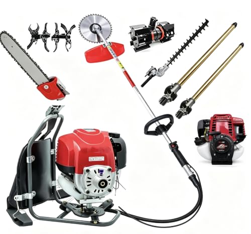 GX35 4 Cycle Backpack Brush Cutter Gas Powered Weed Eater,String Trimmer with Cutting Blade, Powerful Outdoor Lawn Trimmer for Grass and Brush