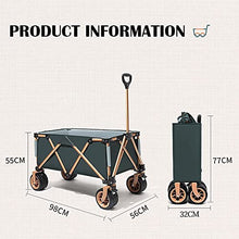 Outdoor Garden Cart Foldable Wagon, Portable 150L Large Capacity Beach Wagon with 20cm Widened Detachable Off-Road Wheels, 150KG Heavy Duty Utility Collapsible Wagon,A