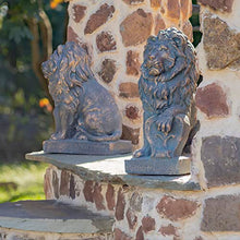 Zaer Ltd. Magnesium Pair of Lion Statues (Outdoor Safe) (21" Tall w/Shield (Set of 2), Aged Bronze (Painted))