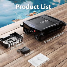 Pool Cleaner, Solar Powered Robotic Pool Skimmer with Dual Charging Option, 24 Hours Continuous Cleaning, Automatic Robotic Pool Cleaner for Pools