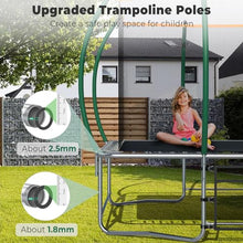 Lyromix 14FT Outdoor Rectangle Trampoline with Curved Poles, Light, Sprinkler & Soccer Set Field Green
