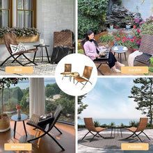 Labasuan 3 Piece Outdoor Wicker Folding Chairs & Coffee Table Set, All-Weather Patio Adirondack Furniture with Sturdy Frame, for Balcony, Garden, Poolside