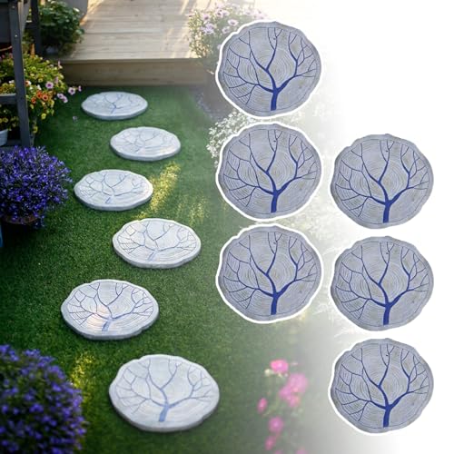 Kunovo Garden Stepping Stone Imitation Wood Grain, Realistic Trunk Modeling Decorative Stones, Weatherproof Pathway Backyards Courtyard Landsaping Paver (Size : 6PCS), 58741